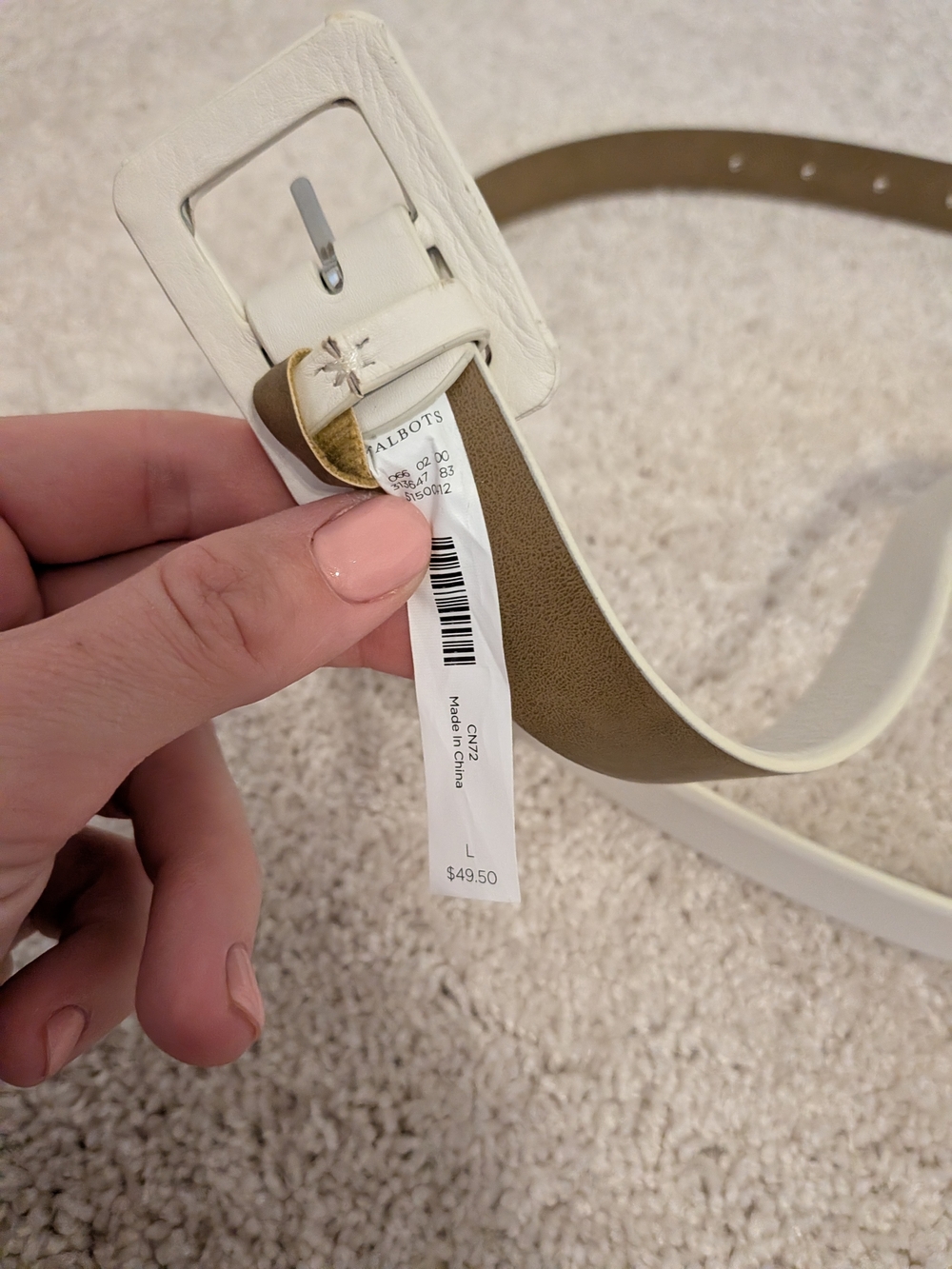 Talbots White Leather Belt